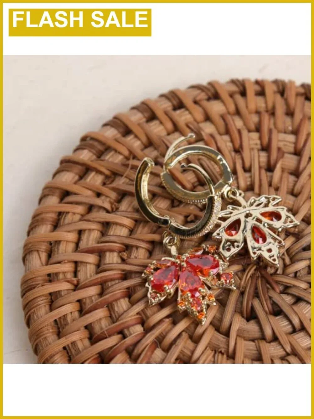 Small Hoop Dangle Earrings for Women Rhinestone CZ Leaf Flower Butterfly